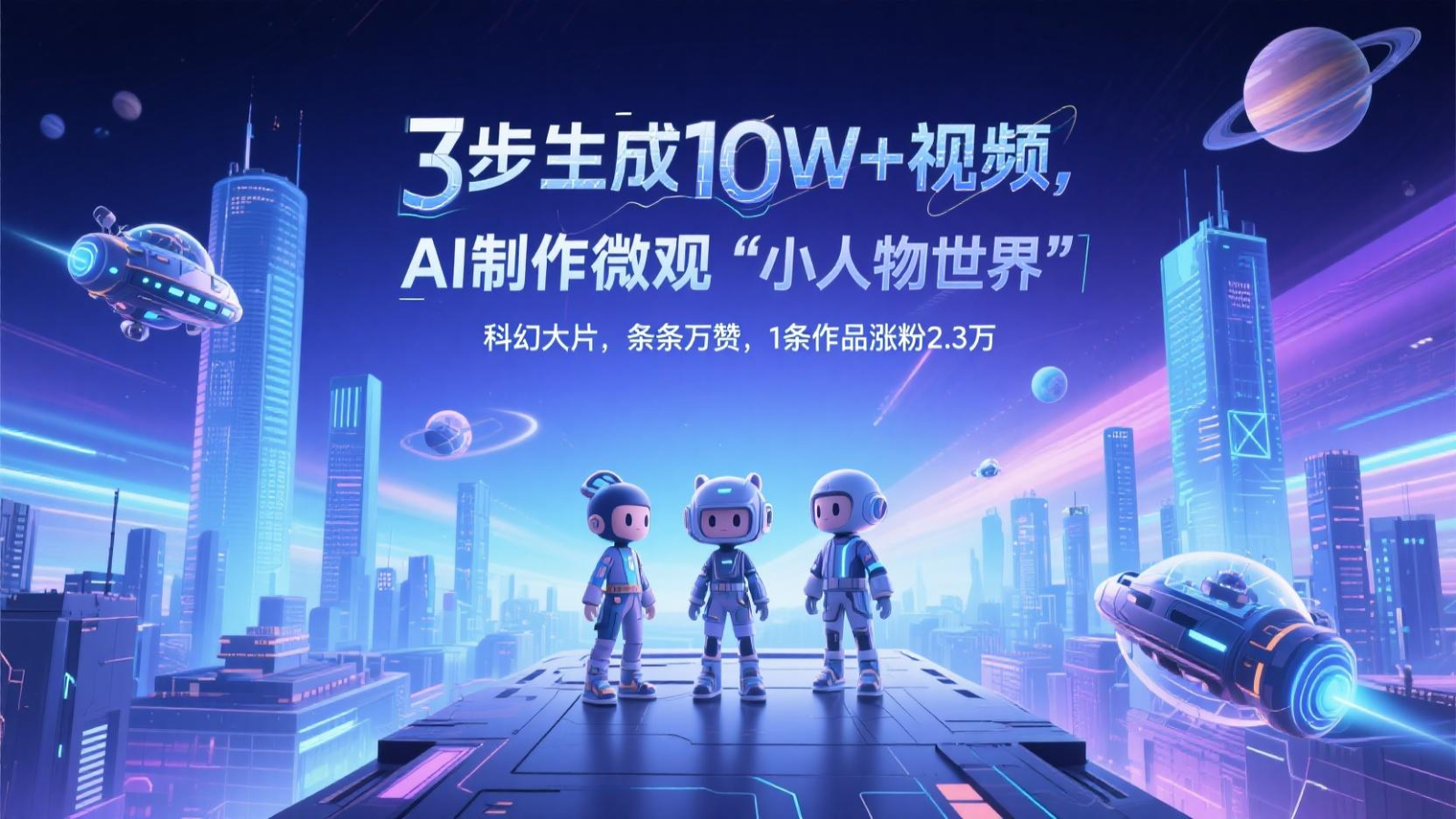三步生成10W+视频，AI制作微观“小人物世界”科幻大片，条条万赞，1条作品涨粉2.3万-59网创