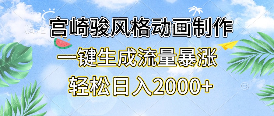 宫崎骏风格动画制作，一键生成流量暴涨，轻松日入2000+-59网创