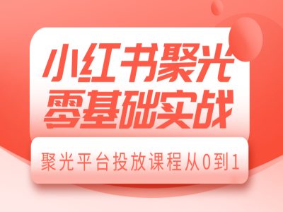 小红书聚光零基础实战，聚光平台投放课程从0到1-59网创