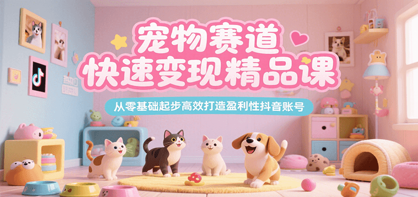 宠物赛道快速变现精品课，从零基础起步高效打造盈利性抖音账号-59网创