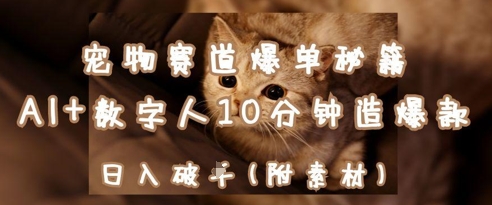 宠物赛道爆单秘籍：AI+数字人10分钟造爆款，日入1k-59网创