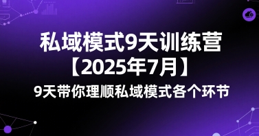 私域模式9天训练营【2025年7月】​9天带你理顺私域模式各个环节-59网创