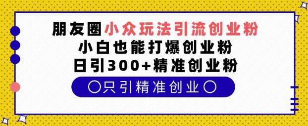 朋友圈小众玩法引流创业粉，小白也能打爆创业粉，日引300+精准创业粉【揭秘】-59网创