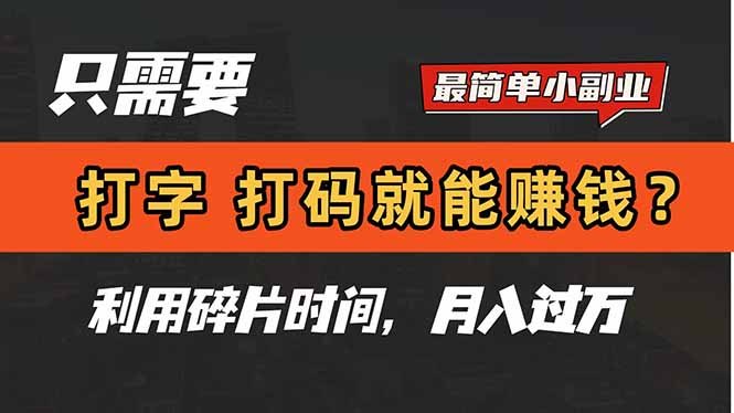 只需要打字,打码,就能赚钱?简单的赚钱小副业,利用碎片时间,月入过万-59网创