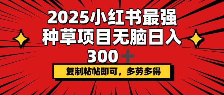 2025小红书最强种草项目，无脑日入300+，复制粘帖即可，多劳多得-59网创
