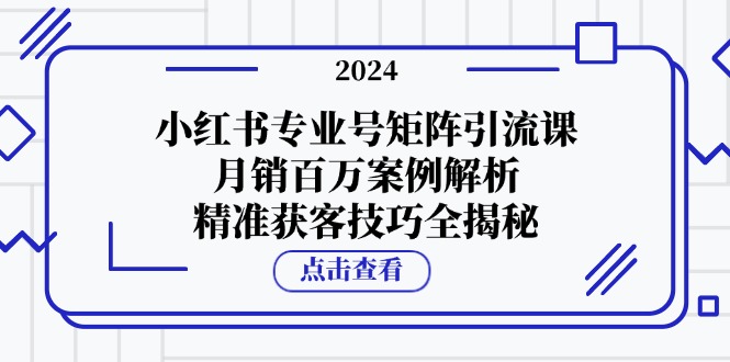 小红书专业号矩阵引流课，月销百万案例解析，精准获客技巧全揭秘-59网创
