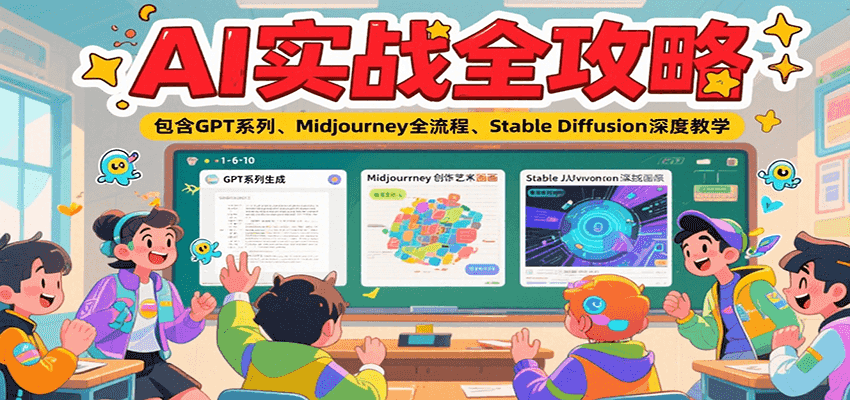 AI实战全攻略，包含GPT系列、Midjourney全流程、Stable Diffusion深度教学-59网创