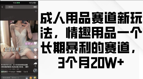 成人用品赛道新玩法，情趣用品一个长期暴利的赛道，3个月收益20个【揭秘】-59网创