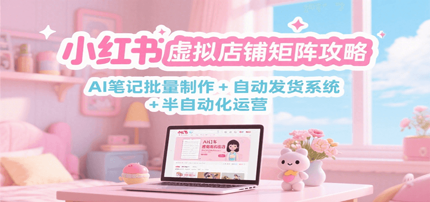 小红书虚拟店铺矩阵攻略：AI笔记批量制作 + 自动发货系统 + 半自动化运营-59网创