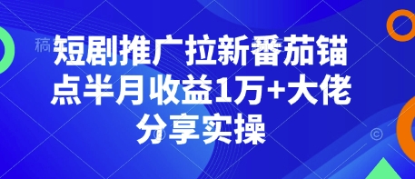 短剧推广拉新番茄锚点半月收益1万+大佬分享实操-59网创