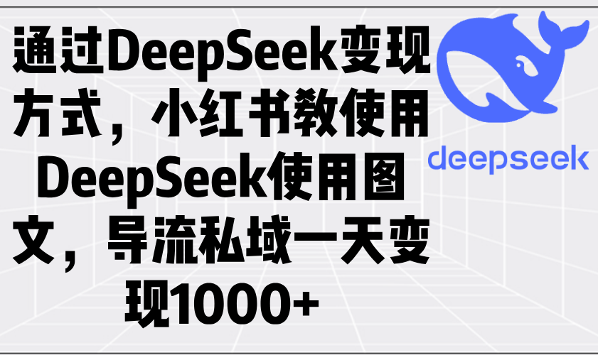 通过DeepSeek变现方式，小红书教使用DeepSeek图文，导流私域一天变现1000+-59网创