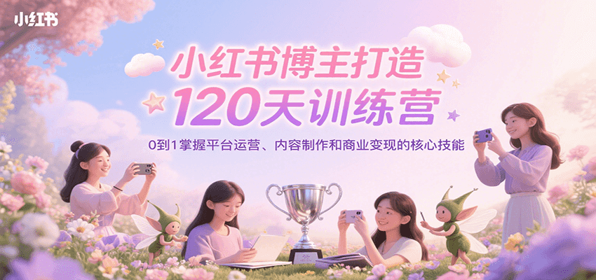 小红书博主打造120天训练营，0到1掌握平台运营、内容制作和商业变现-59网创
