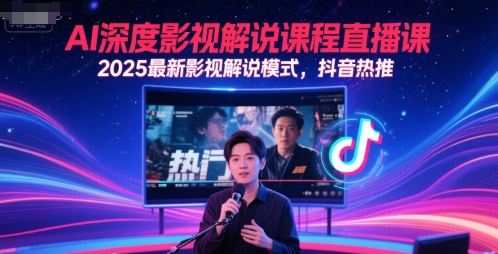 AI深度影视解说课程直播课，2025最新影视解说模式，抖音热推-59网创
