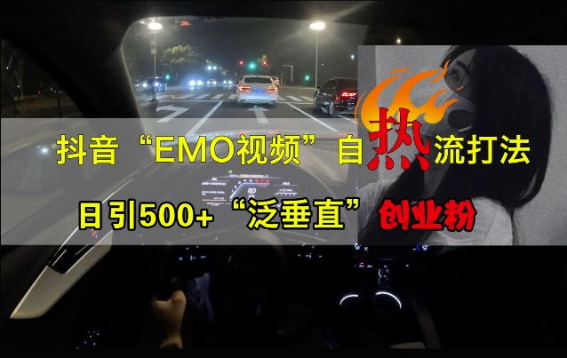 抖音EMO视频自热打法，日引500+“泛垂直”创业粉-59网创