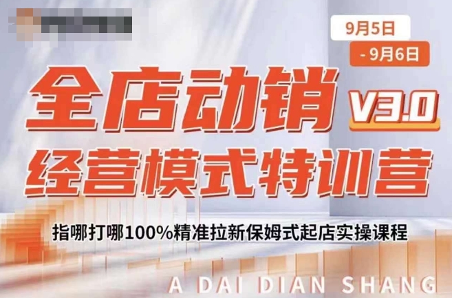 全店动销经营模式特训营，指哪打哪100%精准拉新保姆式起店实操课程-59网创