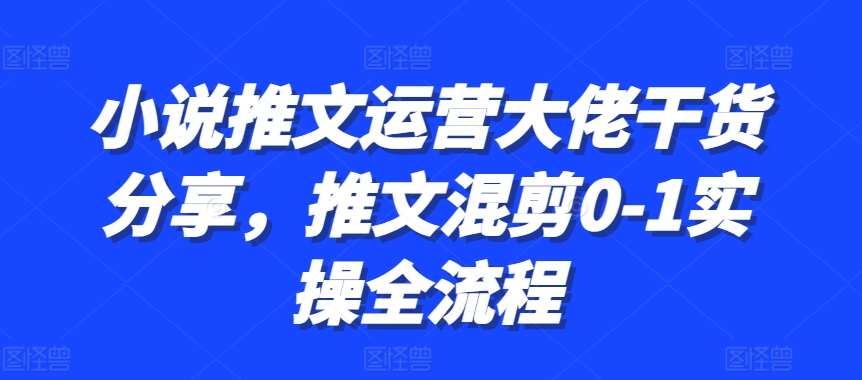 小说推文运营大佬干货分享,推文混剪0-1实操全流程