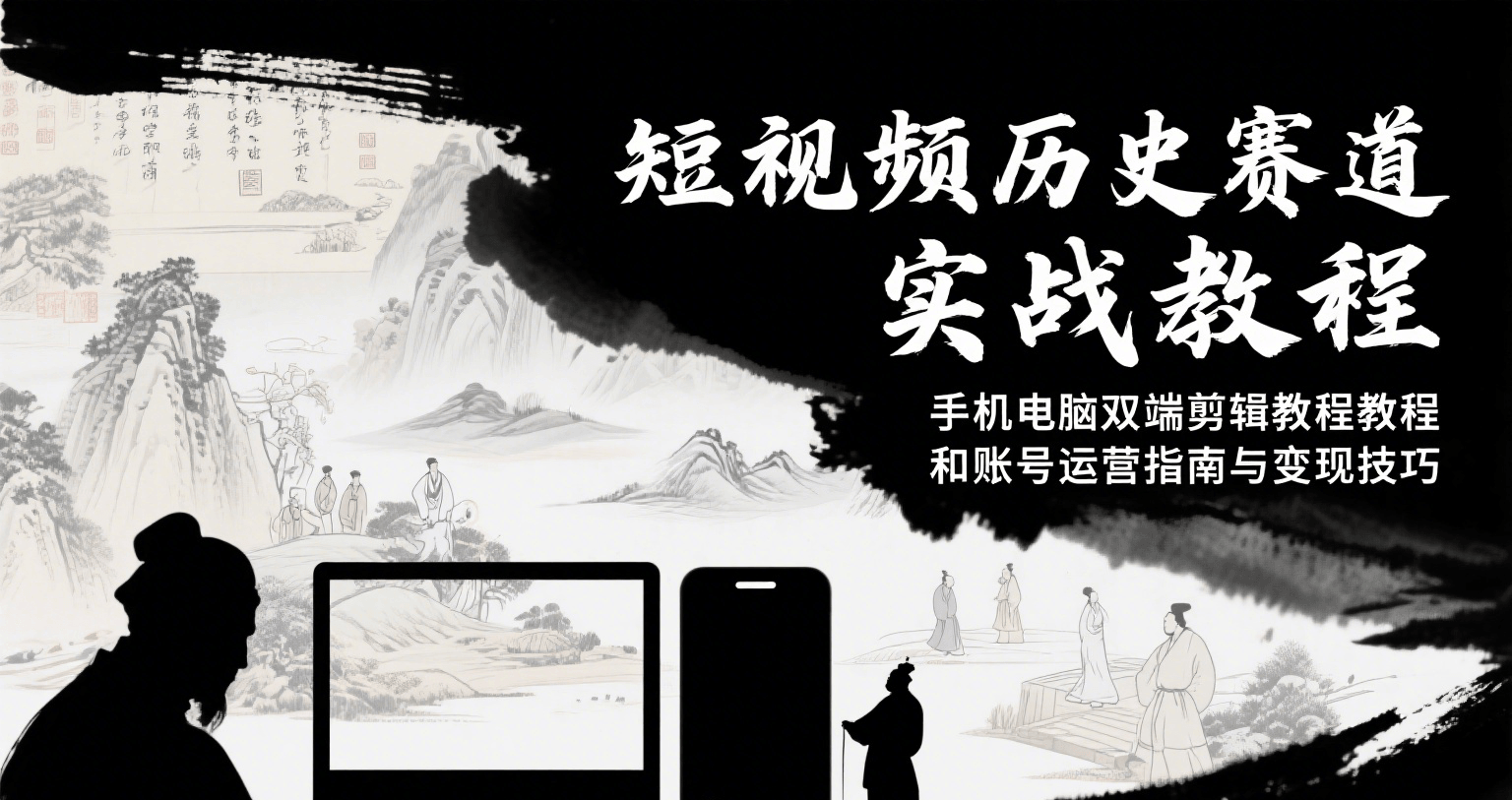 短视频历史赛道实战教程，手机电脑双端剪辑教程和账号运营指南与变现技巧-59网创
