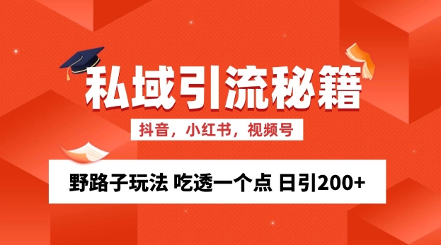 私域流量的精准化获客方法 野路子玩法 吃透一个点 日引200+ 【揭秘】-59网创