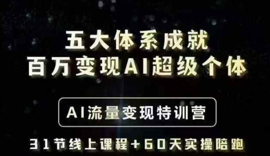 五大体系成就百万变现AI超级个体- AI流量变现特训营，一步一步教你一个人怎么年入百W-59网创