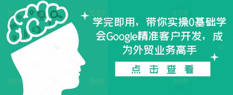 学完即用，带你实操0基础学会Google精准客户开发，成为外贸业务高手-59网创