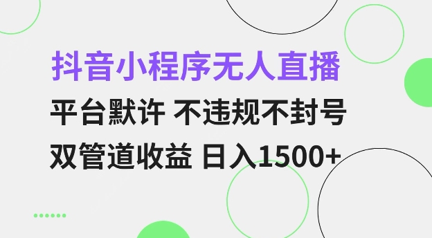 抖音小程序无人直播 平台默许 不违规不封号 双管道收益 日入多张 小白也能轻松操作【仅揭秘】-59网创