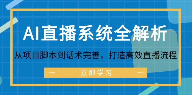 AI直播系统全解析：从项目脚本到话术完善，打造高效直播流程-59网创