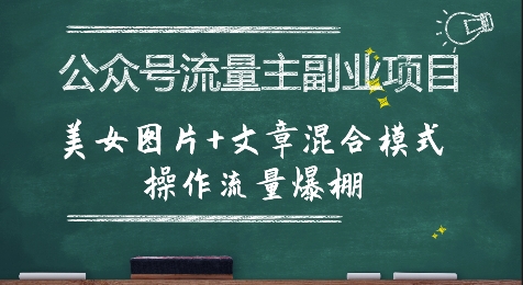 公众号流量主副业项目,美女图片+文章混合模式操作流量爆棚-59网创