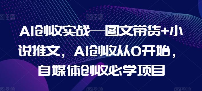 AI创收实战—图文带货+小说推文，AI创收从0开始，自媒体创收必学项目-59网创