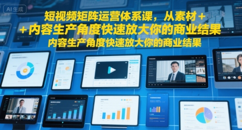 短视频矩阵运营体系课,从素材+内容生产角度快速放大你的商业结果-59网创