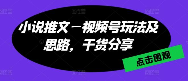 小说推文—视频号玩法及思路,干货分享-59网创