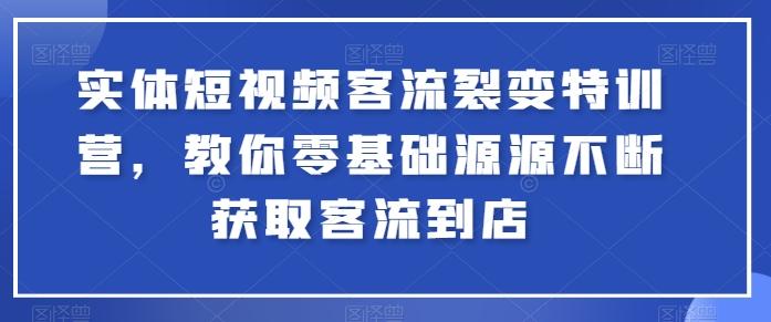 实体短视频客流裂变特训营，教你零基础源源不断获取客流到店-59网创
