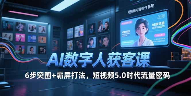 AI数字人获客课,6步突围+霸屏打法,短视频5.0时代流量密码-59网创