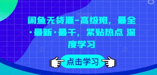 闲鱼无货源-高级班,最全·最新·最干,紧贴热点 深度学习-59网创