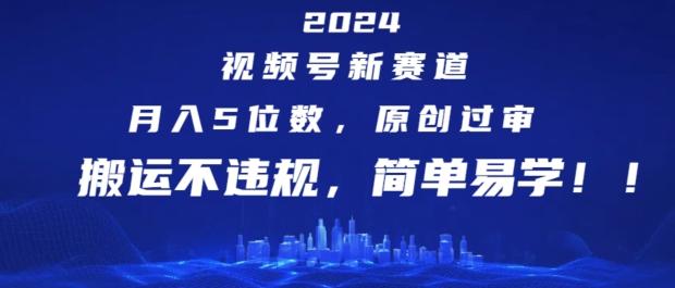 2024视频号新赛道，月入5位数+，原创过审，搬运不违规，简单易学【揭秘】-59网创