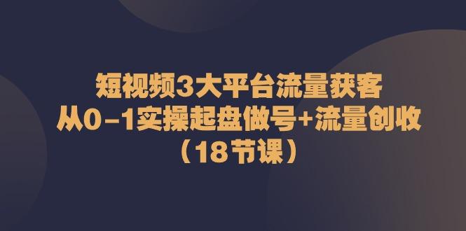 短视频3大平台流量获客:从0-1实操起盘做号+流量创收(18节课)-59网创