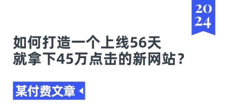 某付费文章《如何打造一个上线56天就拿下45万点击的新网站?》-59网创