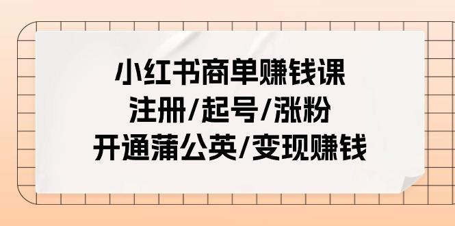 小红书商单赚钱课:注册/起号/涨粉/开通蒲公英/变现赚钱(25节课)-59网创