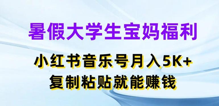 暑假大学生宝妈福利，小红书音乐号月入5000+，复制粘贴就能赚钱【揭秘】-59网创