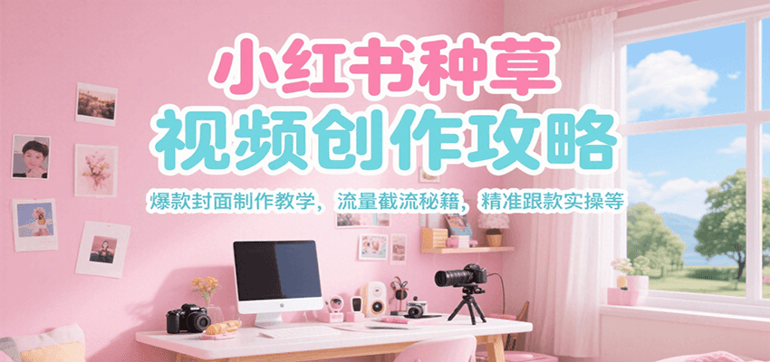 小红书种草视频创作攻略，爆款封面制作教学 ，流量截流秘籍 ，精准跟款实操等-59网创