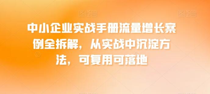 中小企业实战手册流量增长案例全拆解,从实战中沉淀方法,可复用可落地-59网创