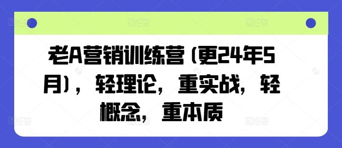 老A营销训练营(更24年6月),轻理论,重实战,轻概念,重本质-59网创