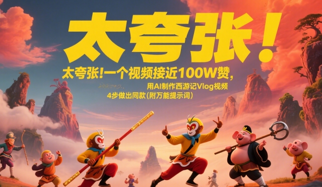 太夸张！一个视频接近100W赞，用AI制作西游记Vlog视频，全流程拆解来了(附万能提示词)-59网创