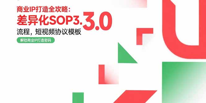 商业IP打造全攻略:差异化SOP3.0流程,短视频协议模板,婚恋项目实战案例-59网创