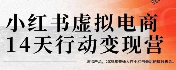 小红书虚拟电商14天变现训练营，虚拟产品，2025年普通人在小红书最后的搞钱机会-59网创