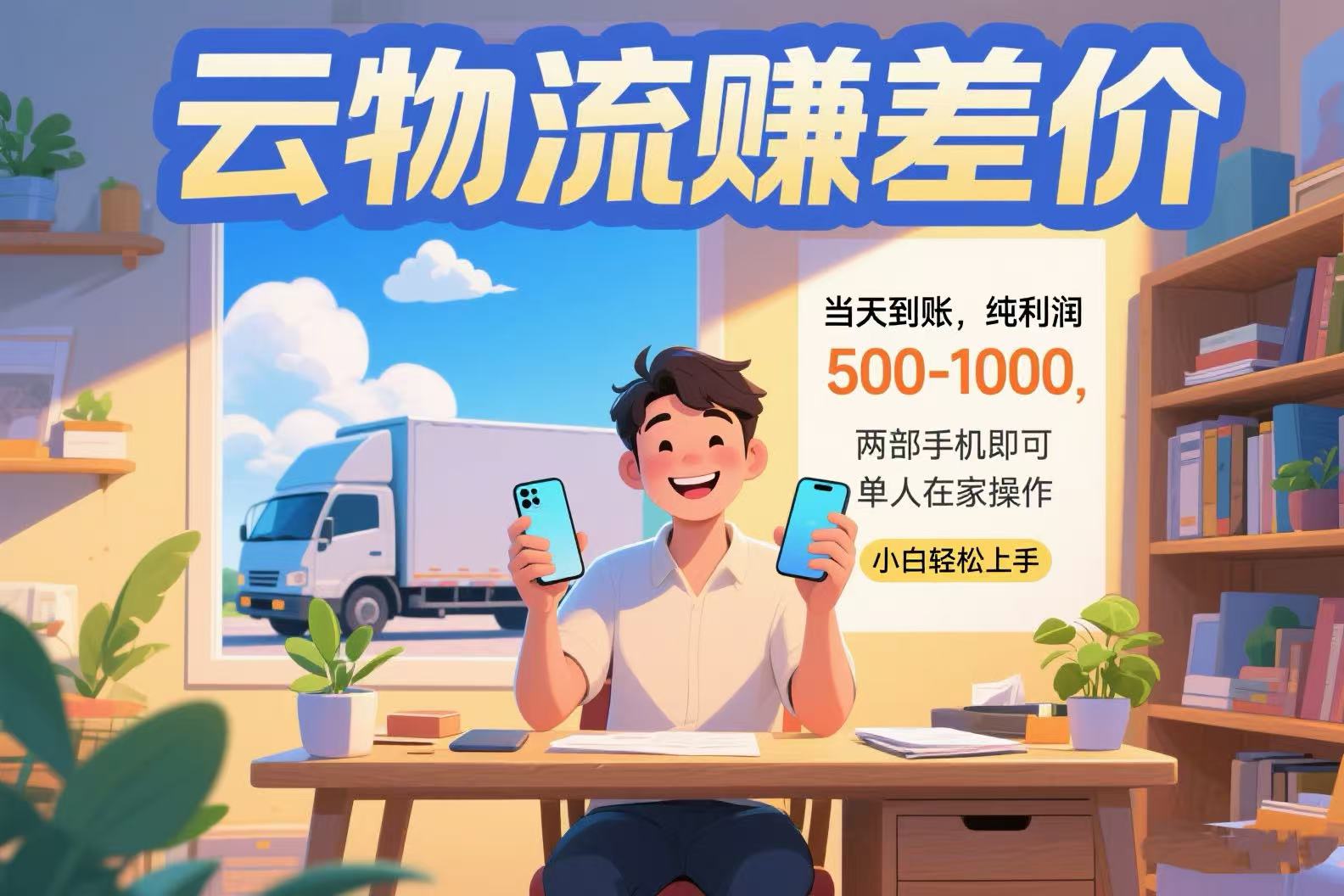 云物流赚差价 当天到账纯利润500-1000 两部手机即可 可单人在家操作 小…-59网创