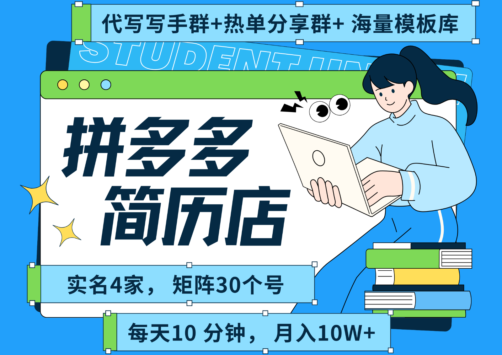 拼多多电商 拼多多 虚拟资料 简历 海报代写 全SOP流程 毫无保留分享(含后端资料)-59网创
