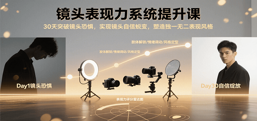 镜头表现力系统提升课，30天突破镜头恐惧实现自信蜕变，塑造独一无二表现风格-59网创