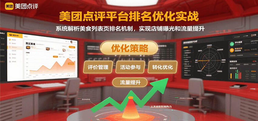 美团点评平台排名优化实战，系统解析美食列表页排名机制，实现店铺曝光和流量提升-59网创